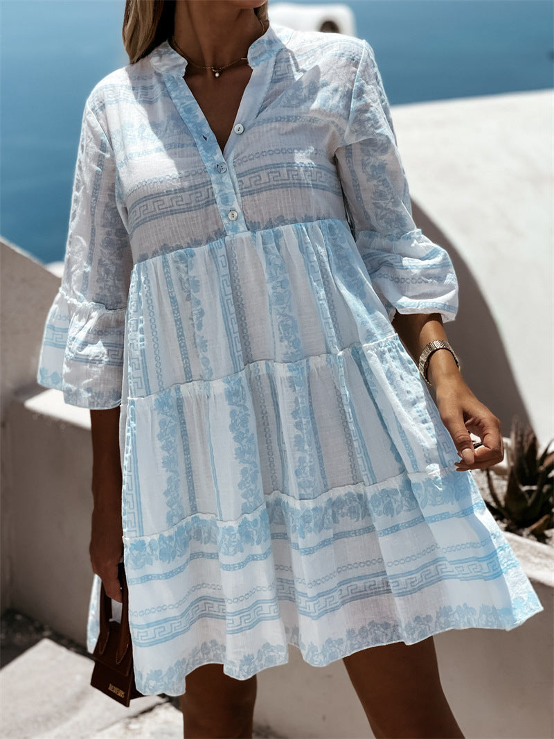 Schönes luftiges Boho-Kleid mit fröhlichem Muster l Henrietta