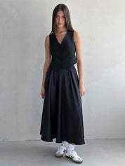 Klassischer langer Satinrock mit hoher Taille l Meria
