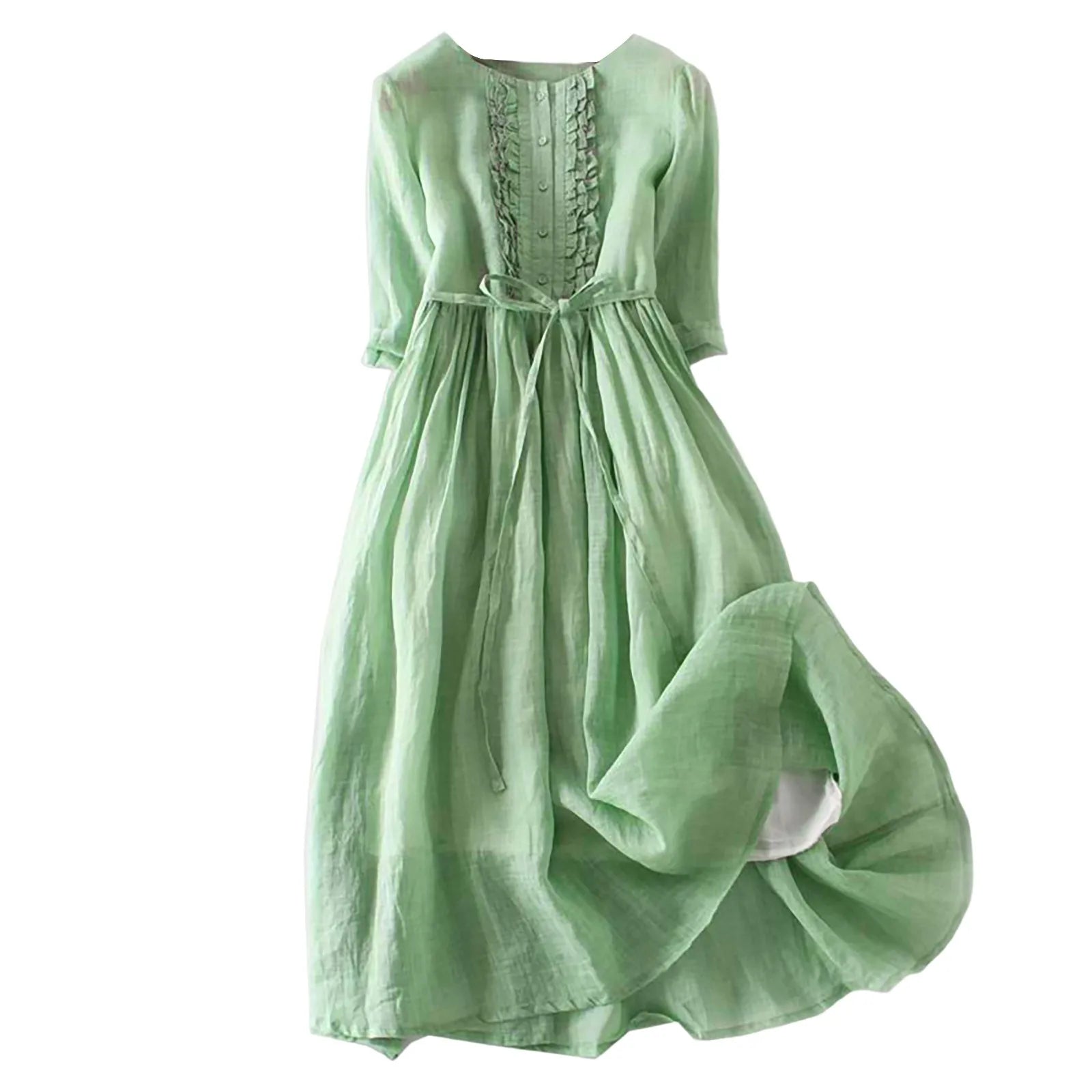 Baumwoll-Leinen-Krawatten-Ferienkleid | Amya