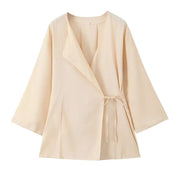 Frühling Leinen Frauen Set [ Kimono Top + Weite Hose ] | Maraline