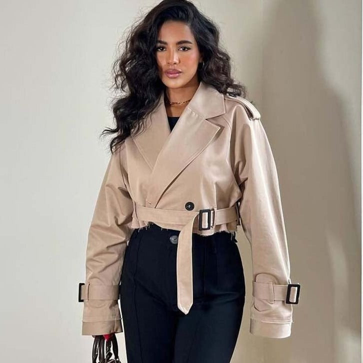 Gyria | Kürzer trendiger Trenchcoat beige