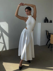 Klassischer langer Satinrock mit hoher Taille l Meria
