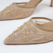 Luxuriöse Fersenriemen-Sandalen mit Absatz l Blanchefleur