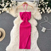 Modisches Maxi-Strickkleid rückenfrei für Frauen | Frühling und Kollektion 2025 | Tiennette