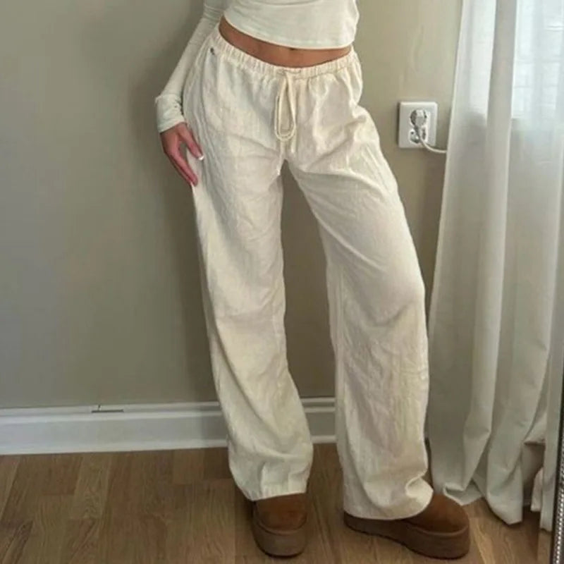 Stil der 2000er-Jahre Baumwoll-Leinenhose l Sissy