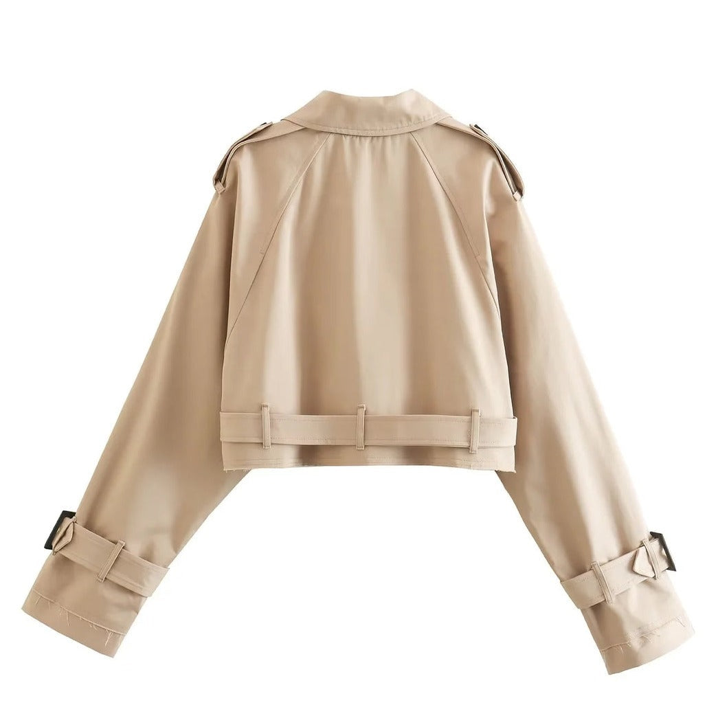 Gyria | Kürzer trendiger Trenchcoat beige
