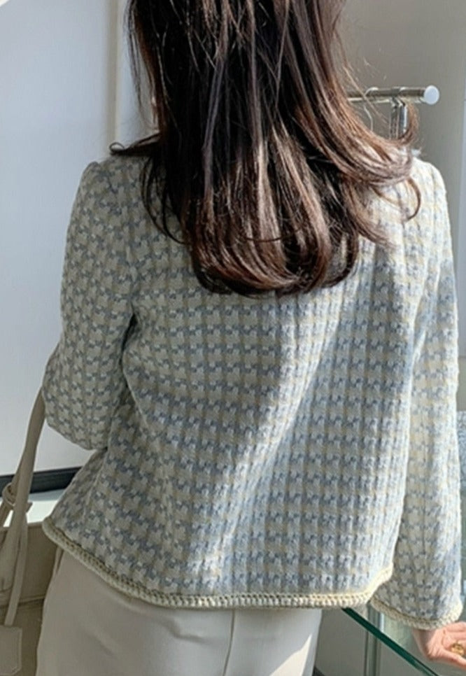 Joralyn | Kurzer karierter Damenmantel aus Tweed