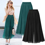 Janelle Hosen | Damen Hose mit weitem Bein und Mesh-Detail – zeitlose Eleganz mit einem Hauch von Raffinesse