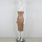 Bellarosa l Langes Abendkleid mit glitzernden Pailletten und Spaghettiträgern
