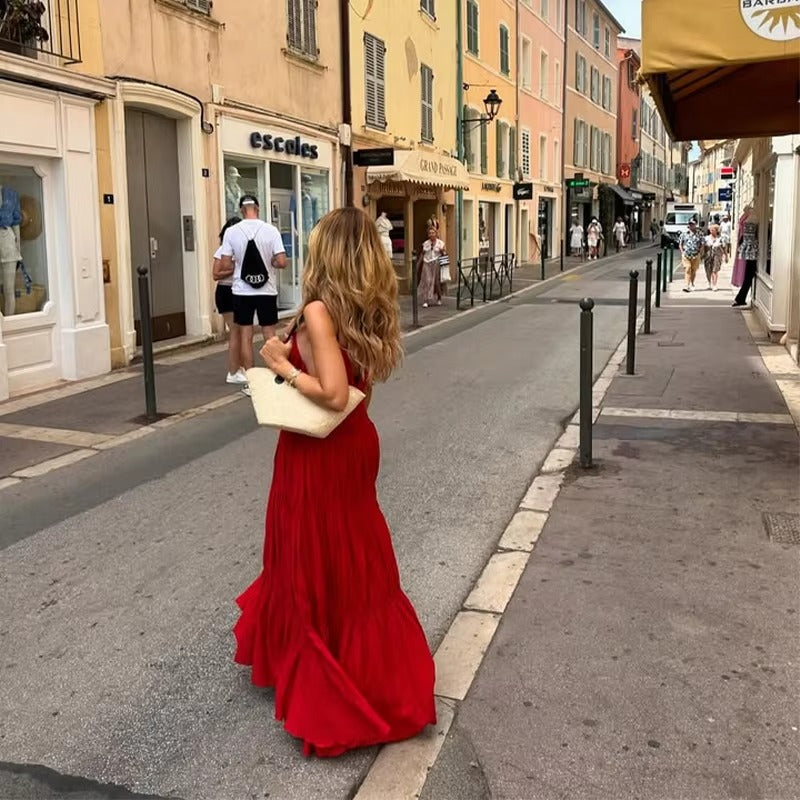 Rückenfreies langes A-Linien-Kleid für Frühling und Sommer l Shinella