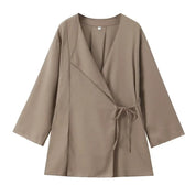 Frühling Leinen Frauen Set [ Kimono Top + Weite Hose ] | Maraline