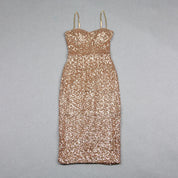 Bellarosa l Langes Abendkleid mit glitzernden Pailletten und Spaghettiträgern