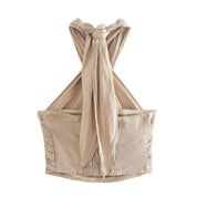 Tatianna Set l Ärmelloses Streetwear-Neckholder-Damen-Crossover-Frühlingsoberteil für Damen und Hosen mit weitem Bein