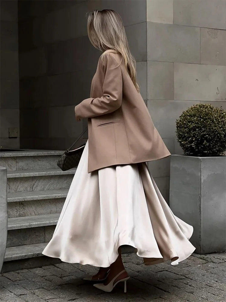 Klassischer langer Satinrock mit hoher Taille l Meria