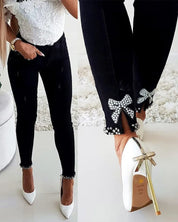 Betony l Damen Jeans Schmetterling klebrige Blume Perlen Denim Pant