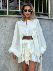 Plissiertes Maxikleid mit langen Ärmeln l Frühling l Sommer l Theadora