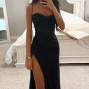 Ballkleid mit Pailletten und Spaghettiträgern | Jamya