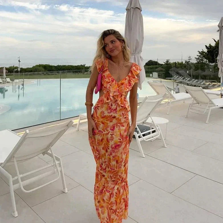 Charm l Bedrucktes Kleid mit Rüschen