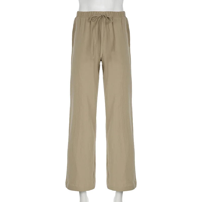 Stil der 2000er-Jahre Baumwoll-Leinenhose l Sissy