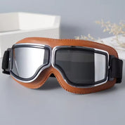 Vintage-Motorradbrille aus Leder für Herren | Schlagfeste Gläser | Urbaine Drift