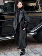 Glänzender reflektierender Trenchcoat aus Lackleder für Damen | 2025 Perfekter Wintermantel | Jammeta