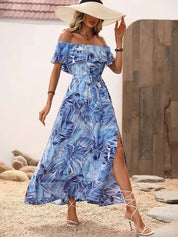 Emery l Off Shoulder Frauen Sommer Strand Urlaub Maxi Kleid