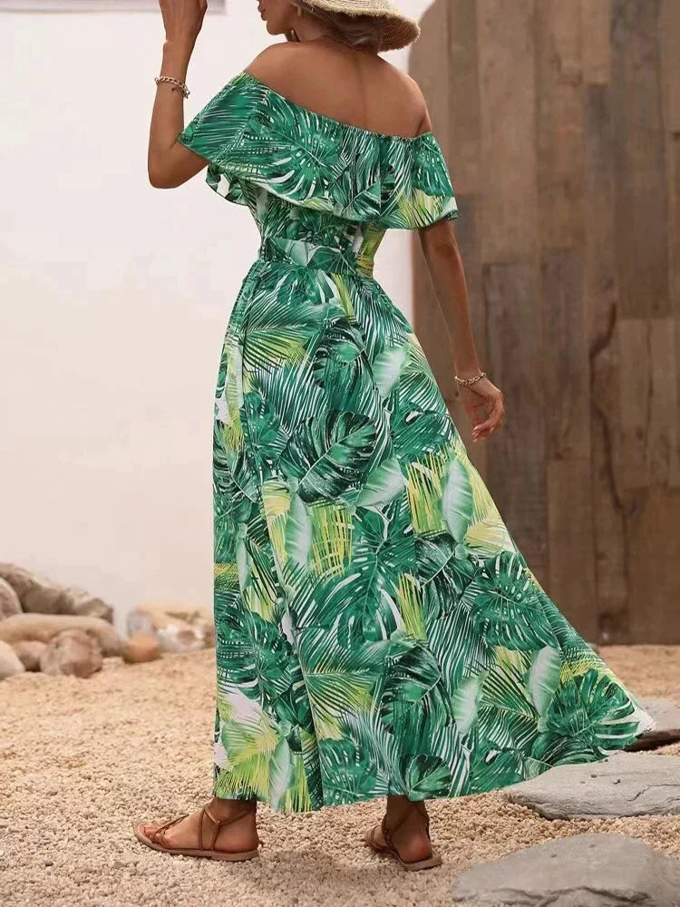 Emery l Off Shoulder Frauen Sommer Strand Urlaub Maxi Kleid