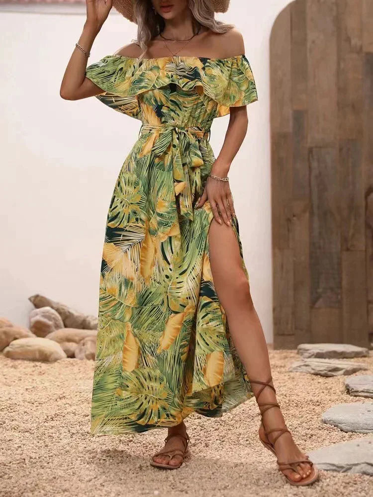 Emery l Off Shoulder Frauen Sommer Strand Urlaub Maxi Kleid