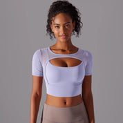 Damen Mesh-Yoga-Shirt l Schnelltrocknende Activewear für Fitnessstudio, Laufen & Fitness l Anina