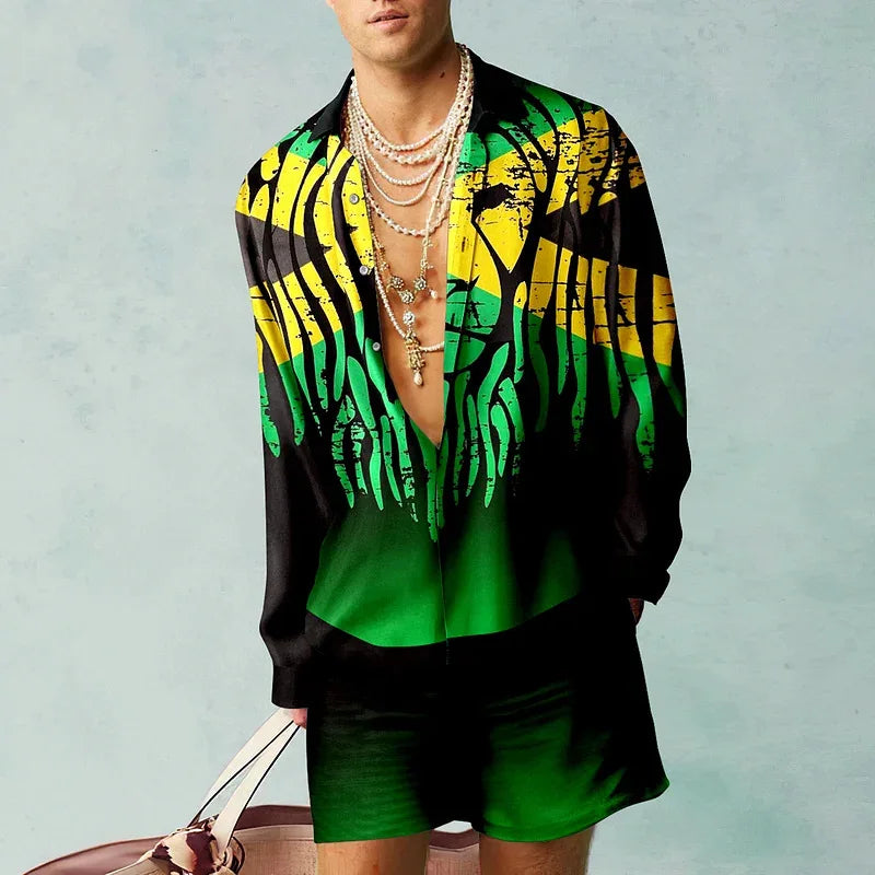 Herren-Set aus Shirt und Shorts mit 3D-Grafik | Frühling | Sommer | Mortymer