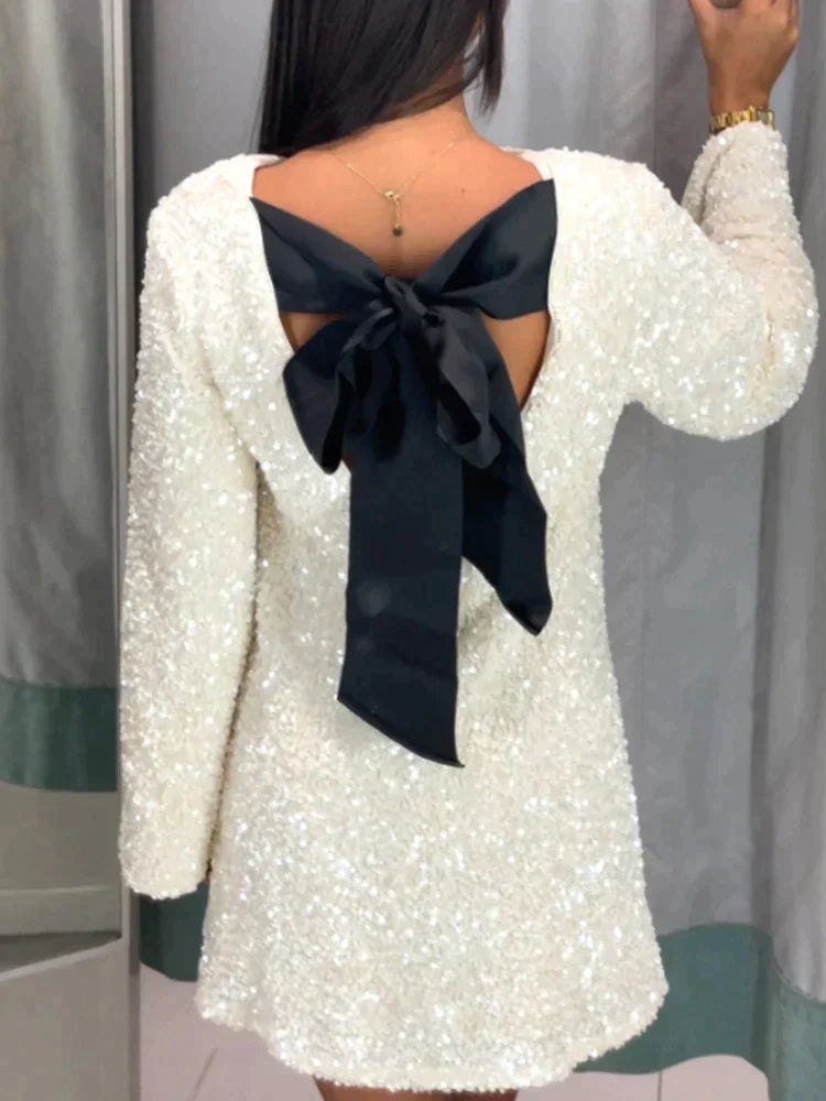 Amiri | Paillettenbesetztes Rückenbandkleid mit Schleife