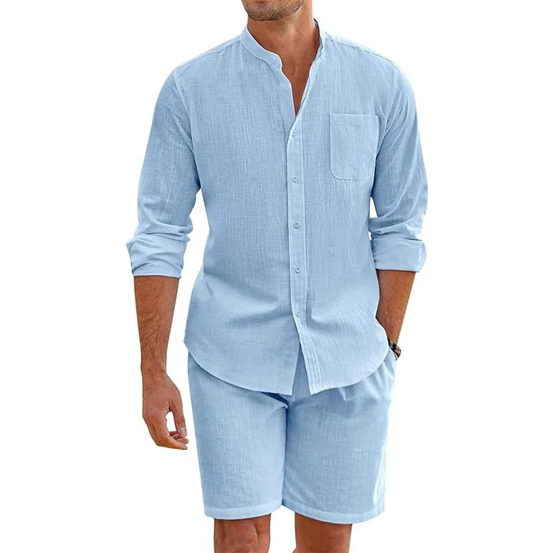 Minimalistische Luftzug Baumwoll-Leinen Herren Sommer Kombination l Merle