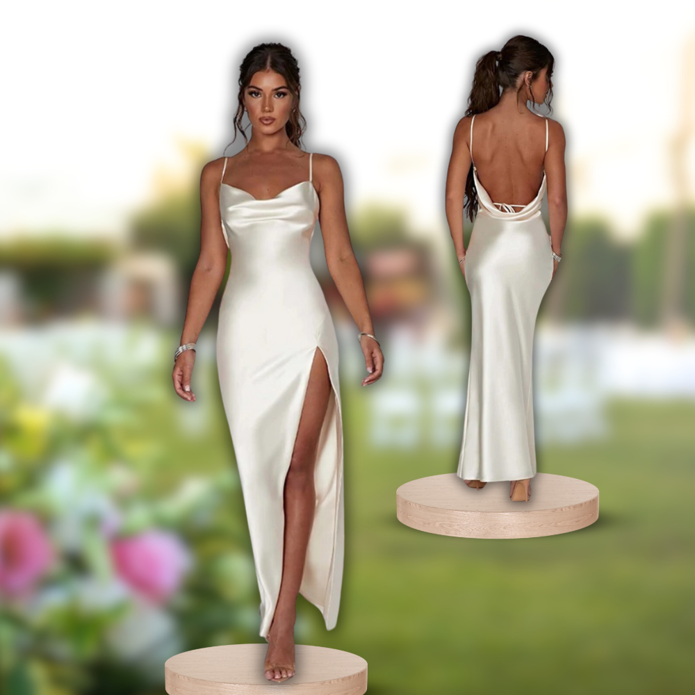 Hochwertiges, langes Damen-Hochzeits-Brautseidenkleid | Roseclere