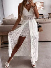 Serena | Sommerliches langes Spitzenkleid mit Shorts