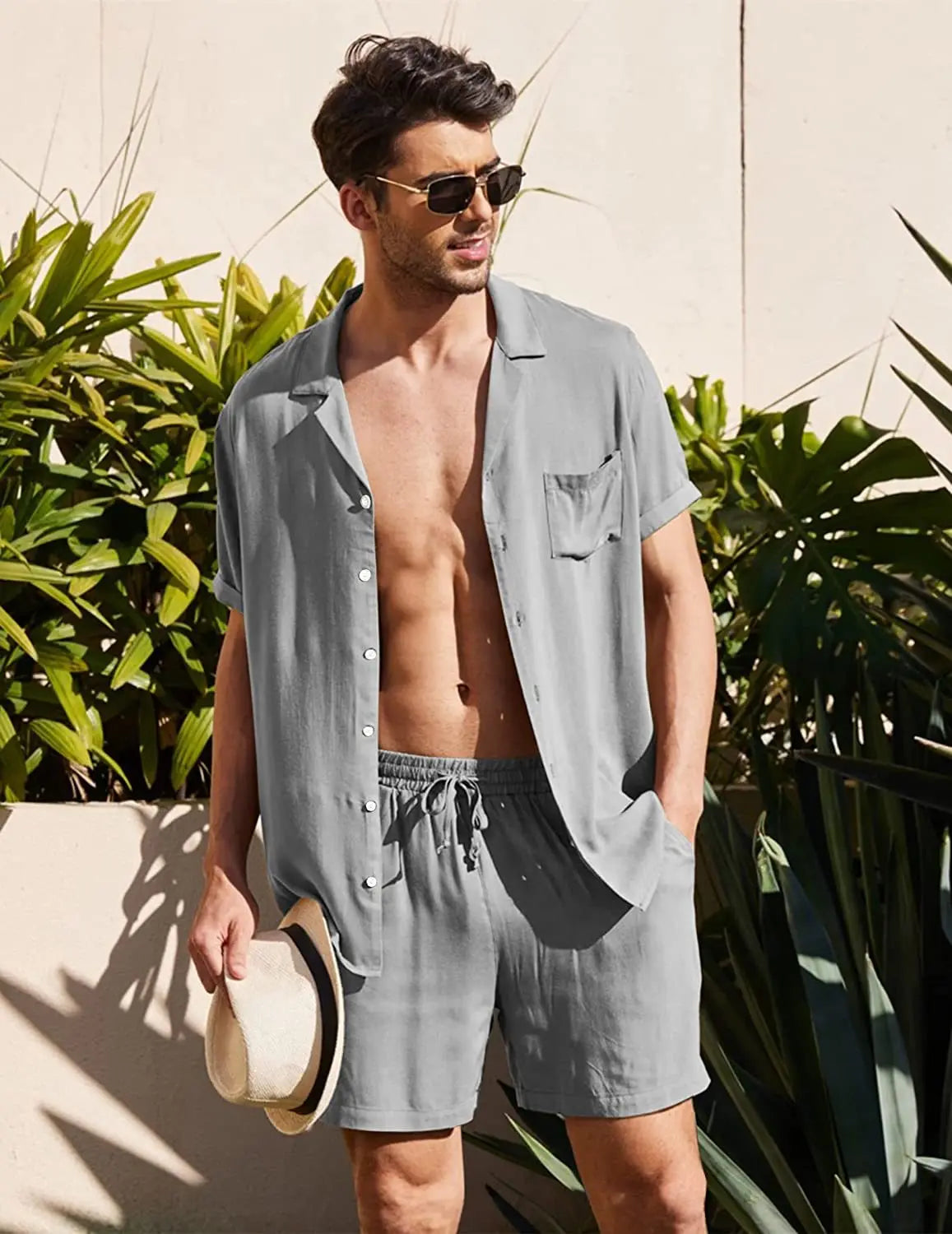 Geoffrey | Bequemes Herren-Terno-Set [Bluse und Shorts]