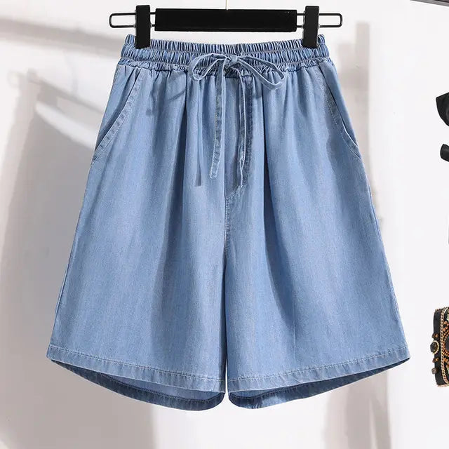 Renza | Jeansshorts mit weitem Bein und elastischem Bund