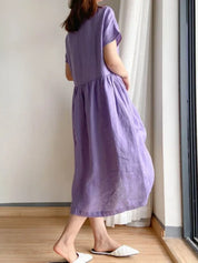 Louise | Übergroßes Einfarbiges Midi-Frühlings- und Sommerkleid