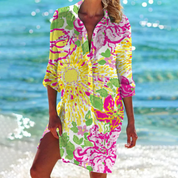 Audry l Sommer bedrucktes Hemdkleid