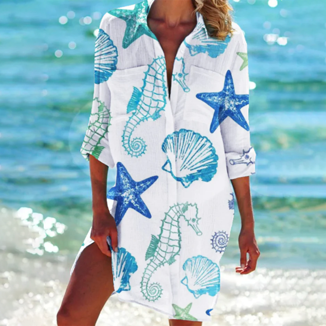 Audry l Sommer bedrucktes Hemdkleid