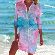Audry l Sommer bedrucktes Hemdkleid