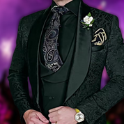 Maßgeschneidertes 3-teiliges Jacquard-Anzugset für Herren | Satordi