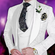 Maßgeschneidertes 3-teiliges Jacquard-Anzugset für Herren | Satordi