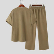 Belton | Plissiertes Kimono-Set für Herren mit bequemer Bluse und Hose