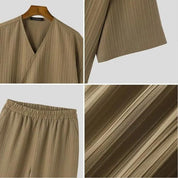 Belton | Plissiertes Kimono-Set für Herren mit bequemer Bluse und Hose