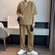 Belton | Plissiertes Kimono-Set für Herren mit bequemer Bluse und Hose