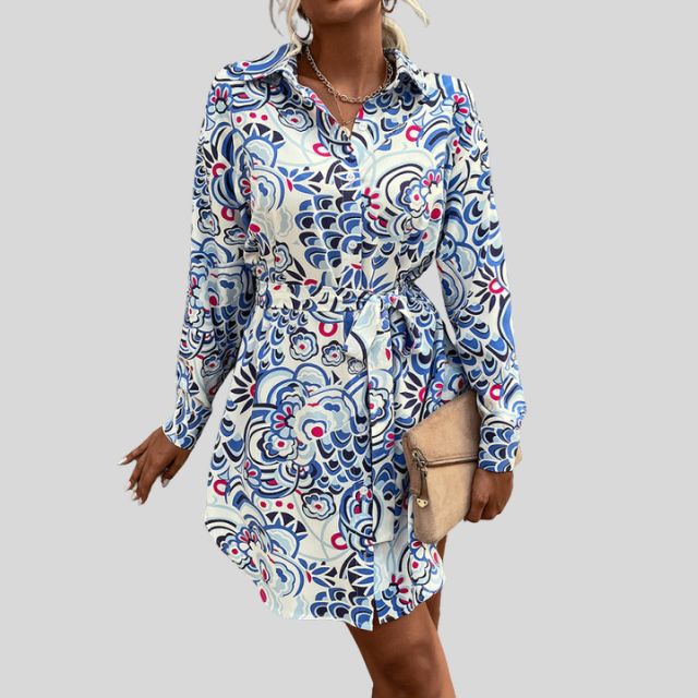 Aaliyah | Kleid mit Gürtel und floralem Paisleymuster für Damen