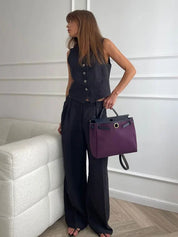 Tanya l Sommer-Chic-Weste und -Hose aus Leinen und Baumwolle für Damen