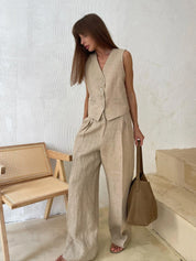 Tanya l Sommer-Chic-Weste und -Hose aus Leinen und Baumwolle für Damen