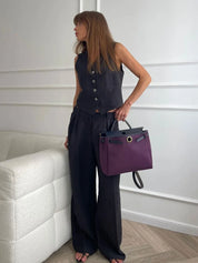 Tanya l Sommer-Chic-Weste und -Hose aus Leinen und Baumwolle für Damen