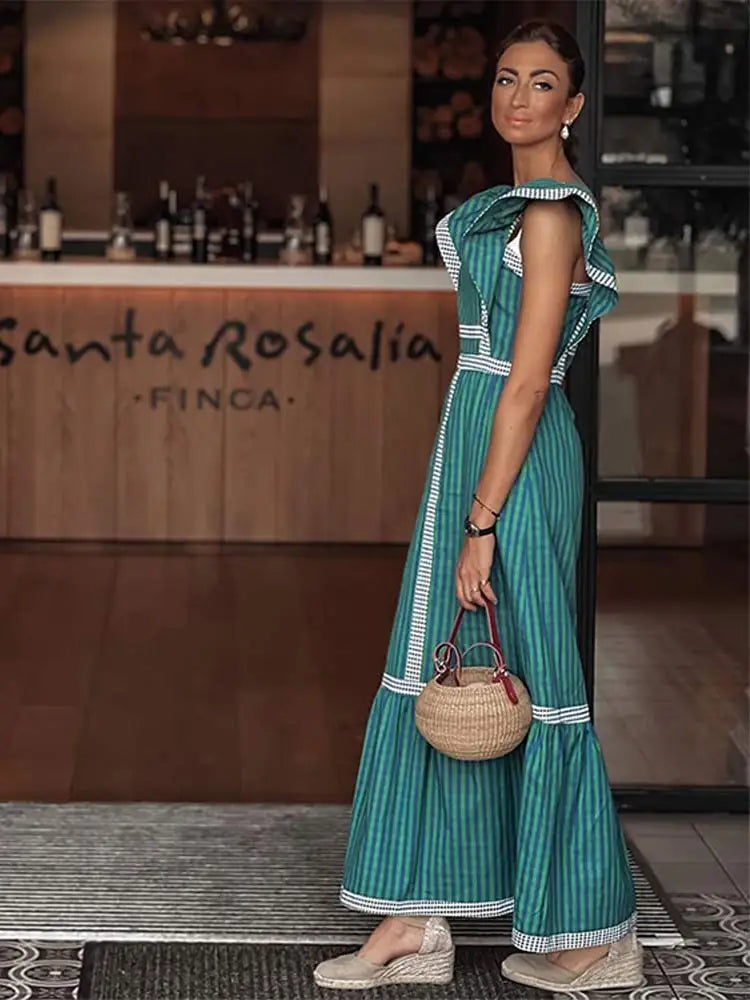 Sylviane | Elegantes langes Vintage-Kleid mit quadratischem Kragen